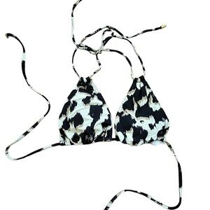 La Blanca Halter Triangle Bikini Top Black and White Animal Print Size 12